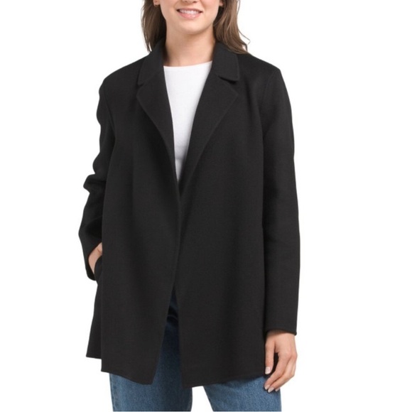Theory Jackets & Blazers - Theory Black Sileen Sleek Wool Cashmere Blazer Cardigan Coat XL